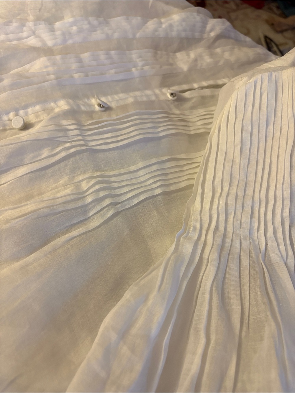 Banana Republic White Linen Pintuck Button-Front Midi Dress. Ramie. Cotton - Picture 14 of 15